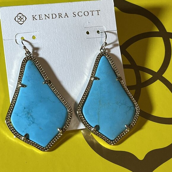 KENDRA SCOTT  Retired Alexandra Statement Earrings Turquoise & Gold - Picture 1 of 8